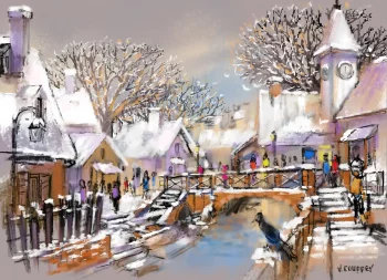 Étude réalisée sur tablette Apple iPad© 12,9' sur application Procreate - 2023 - Format 73 cm x 54 cm - impression sur toile LES PREMIÈRES NEIGES