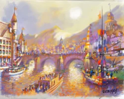 Étude réalisée sur tablette Apple iPad© 12,9' sur application Procreate - 2023 - Format 73 cm x 54 cm - impression sur toile SOLEIL COUCHANT