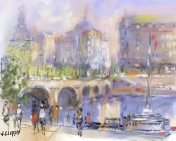 Étude réalisée sur tablette Apple iPad© 12,9' sur application Procreate - 2023 - Impression sur papier photo - Sous-verre / Encadrement blanc PRINTEMPS À PARIS