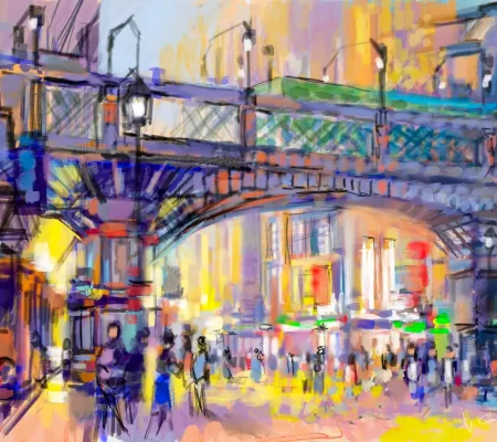 Étude réalisée sur ordinateur Samsung Galaxy Book 2 Pro 360 avec Adobe Photoshop - Format 73 cm x 54 cm - impression sur toile URBANISME III