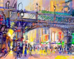 Étude réalisée sur ordinateur Samsung Galaxy Book 2 Pro 360 avec Adobe Photoshop - Format 73 cm x 54 cm - impression sur toile URBANISME III