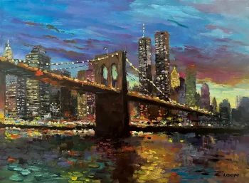 BROOKLYN BRIDGE AUX REFLETS DORÉS